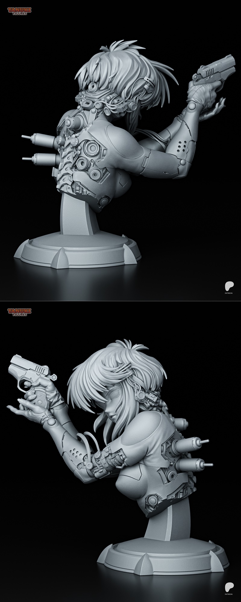 动漫角色莫子人像3D打印模型|Tanuki Figures – Motoko Bust – 3D Print Model STL