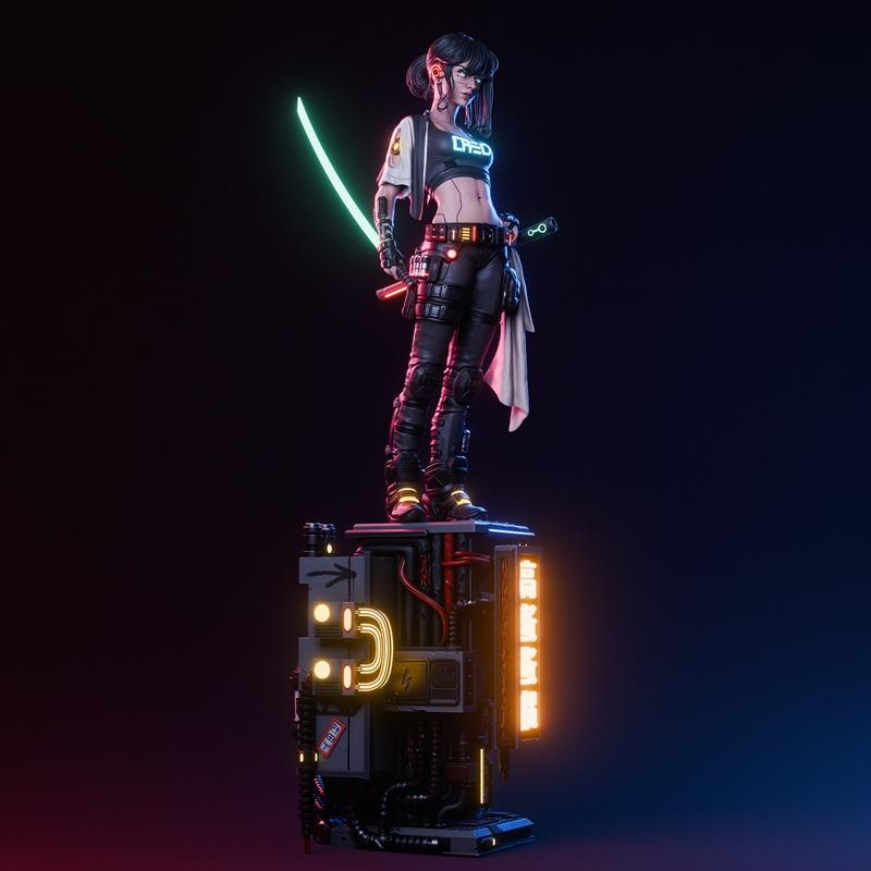 CA 3D Studios - 太空忍者 - 3D打印模型|CA 3D Studios – Cyber Samurai – 3D Print Model STL