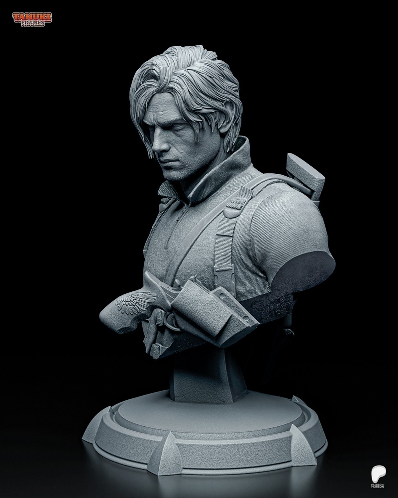 Leon Kennedy雕像 3D打印模型|Tanuki Figures – Leon Kennedy Bust – 3D Print Model