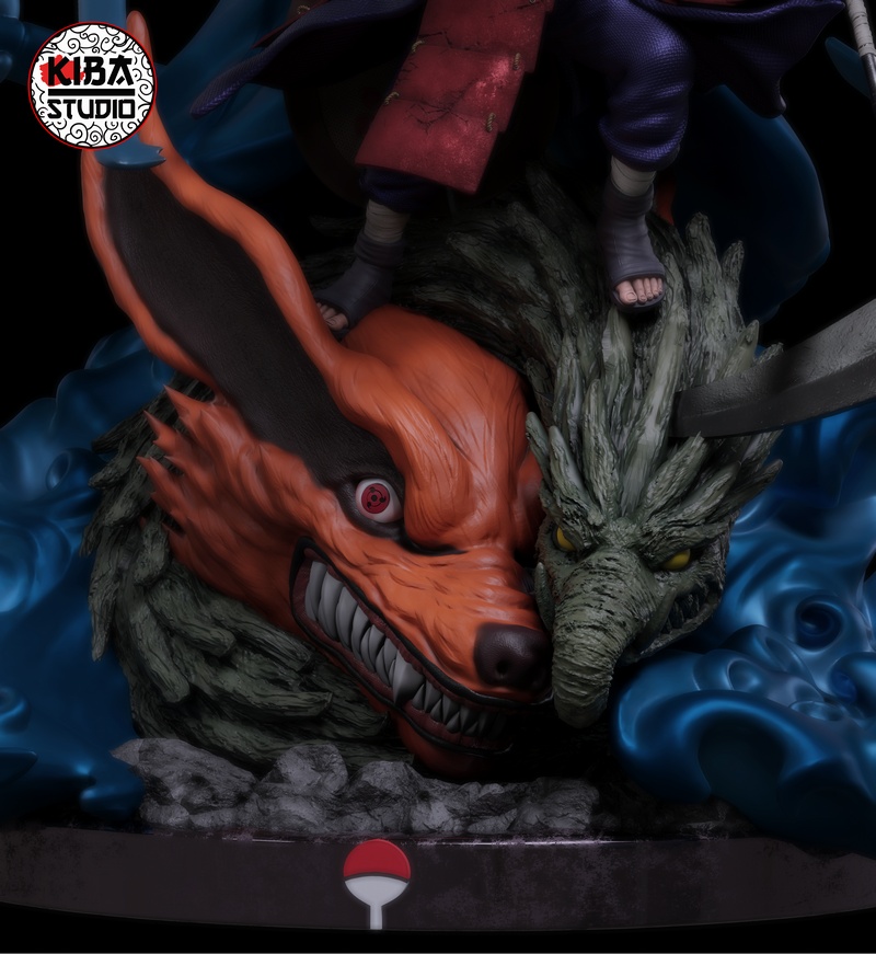 Kiba Studio - 《火影忍者》鸣人与九尾、日本神话神兽苏摩及木龙 3D打印模型|Kiba Studio – Madara with Kurama, Susano and Wooden Dragon – 3D Print Model