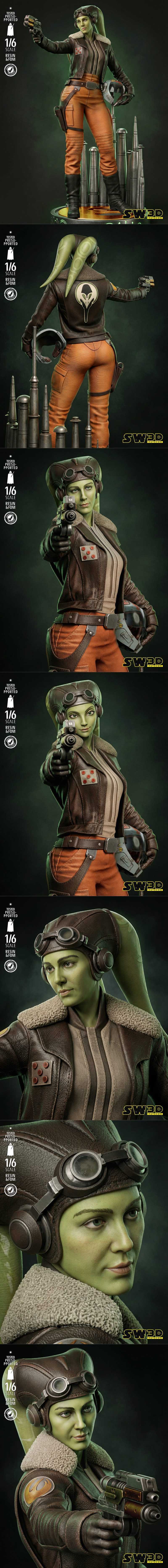 SW3D - 赫拉·辛杜拉雕塑 - 3D打印模型|SW3D – Hera Syndulla Sculpture – 3D Print Model STL