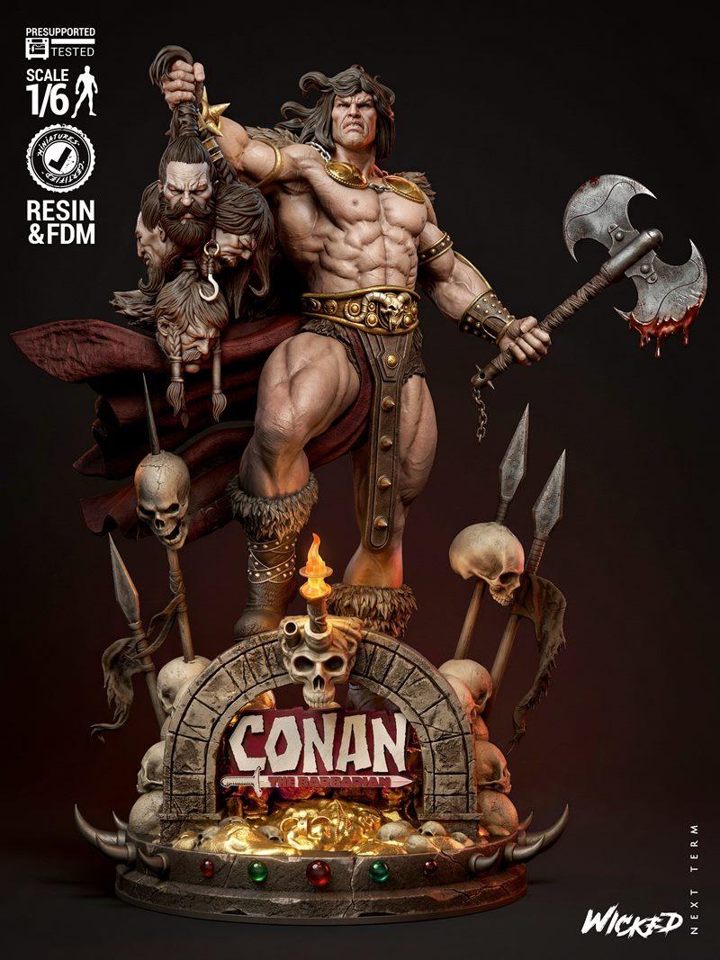 邪恶之徒：康纳·巴尔巴瑞安 3D打印雕塑模型|Wicked – Conan The Barbarian Sculpture – 3D Print Model STL