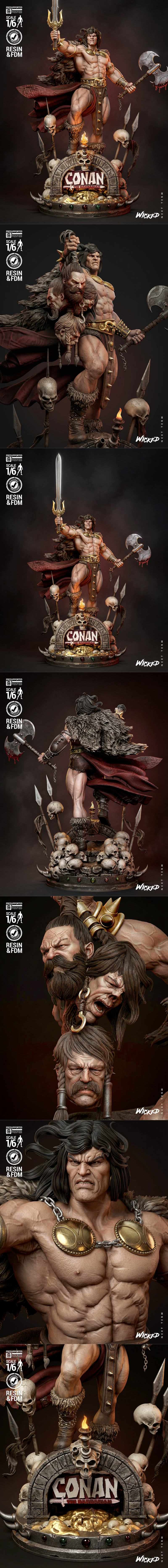 邪恶之徒：康纳·巴尔巴瑞安 3D打印雕塑模型|Wicked – Conan The Barbarian Sculpture – 3D Print Model STL