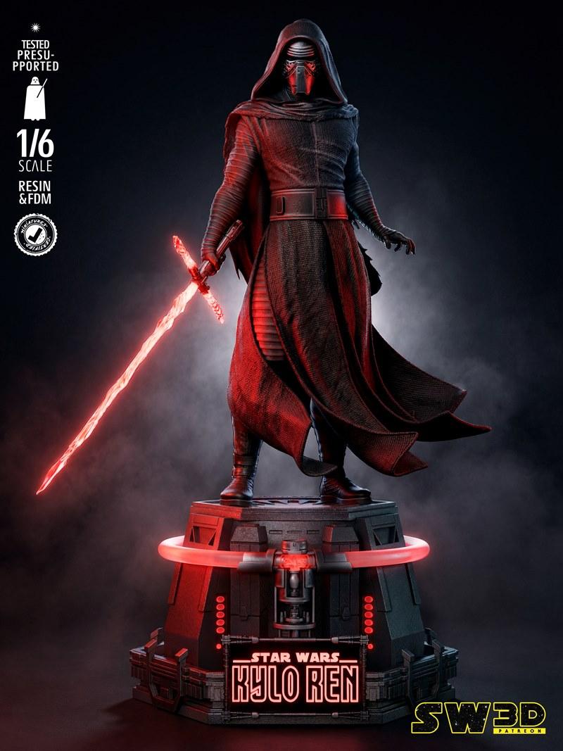 SW3D-星球大战-凯洛·ren雕塑3D打印模型|SW3D – Kylo Ren Sculpture – 3D Print Model STL