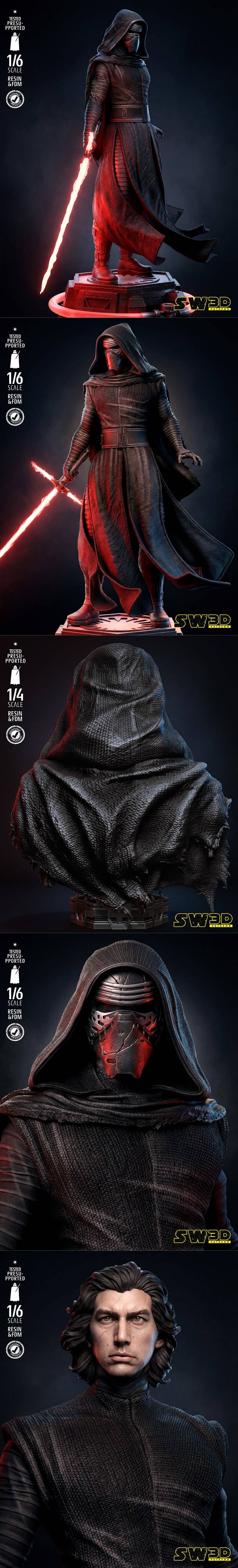 SW3D-星球大战-凯洛·ren雕塑3D打印模型|SW3D – Kylo Ren Sculpture – 3D Print Model STL