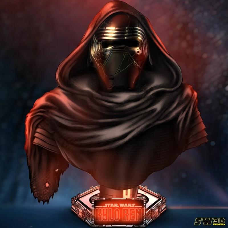 SW3D - 《原力的对立面》凯洛·伦头像雕塑 3D打印模型|SW3D – Kylo Ren Portrait Bust – 3D Print Model STL