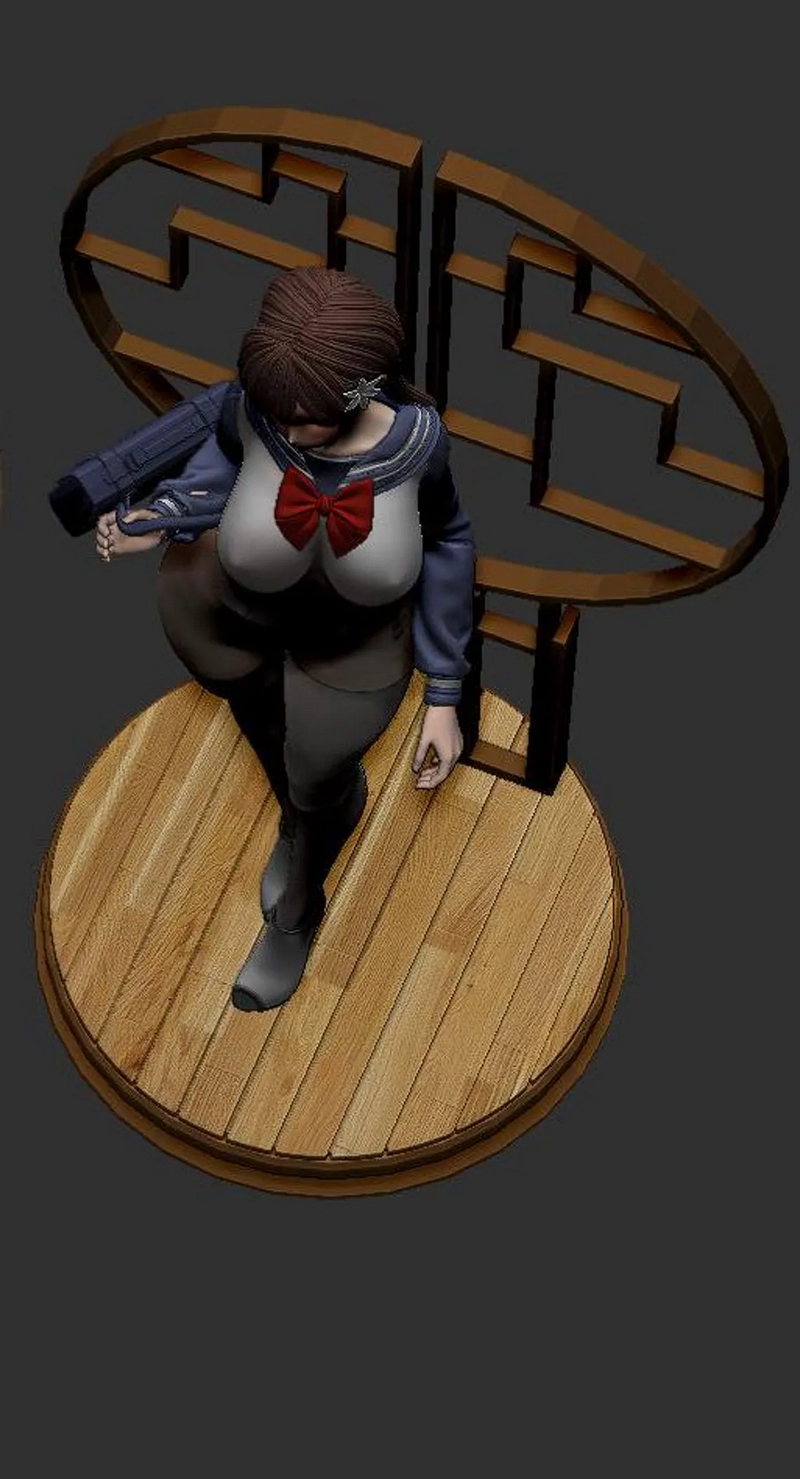 3D打印少女动漫角色模型|Etty Sexy Schoolgirl – 3D Print Model