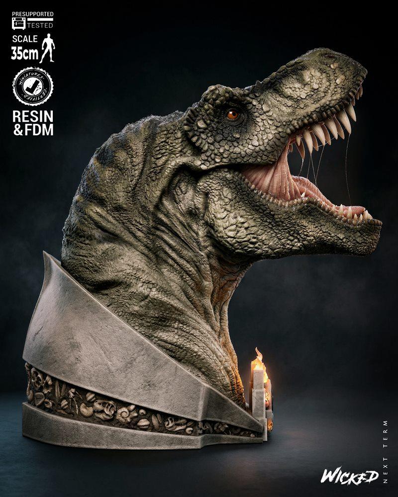 Wicked - T-Rex 模型 3D打印文件|Wicked – T-Rex Bust – 3D Print Model STL