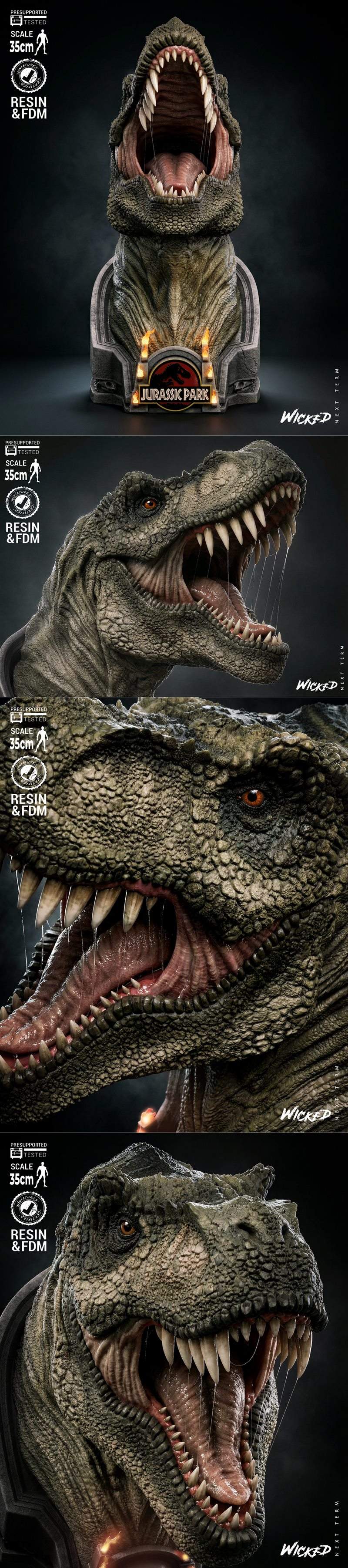 Wicked - T-Rex 模型 3D打印文件|Wicked – T-Rex Bust – 3D Print Model STL