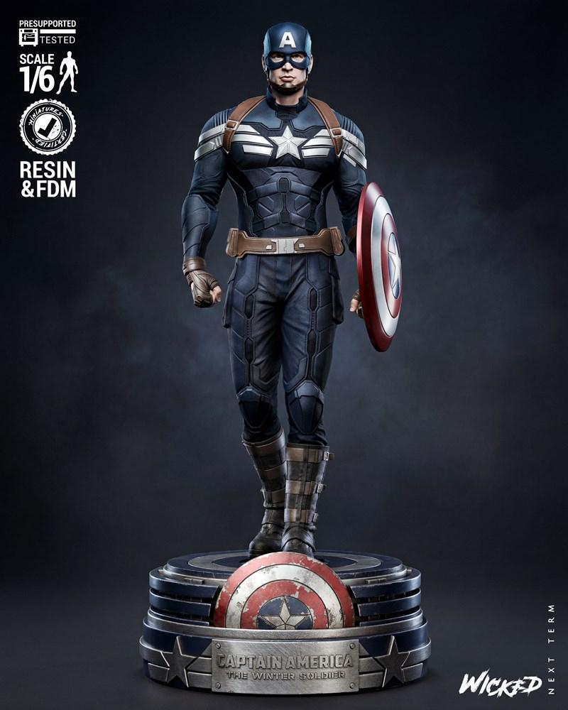 美国队长 3D打印雕塑模型|Wicked – Capitan America Sculpture – 3D Print Model STL