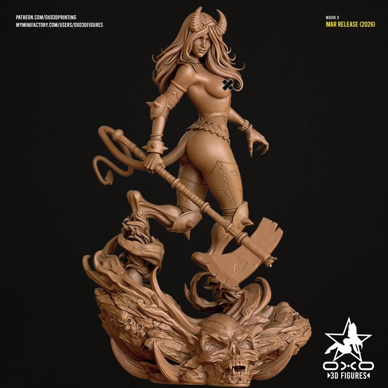 魔界X炎神 3D打印模型|OXO3D Figures – Magik X Infernus NSFW Version – 3D Print Model STL