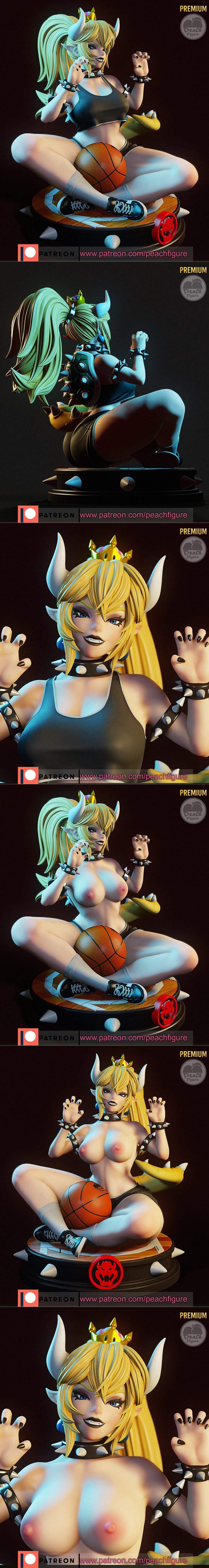 桃形少女·弓姿娘·3D打印模型|Peach Figure – Bowsette – 3D Print Model STL