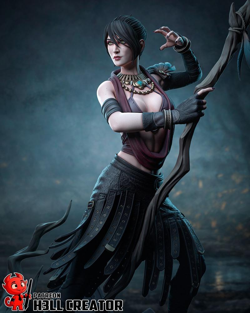 龙之崛起：莫里根 3D打印模型|h3LL creator – Morrigan – Dragon Age – 3D Print Model STL