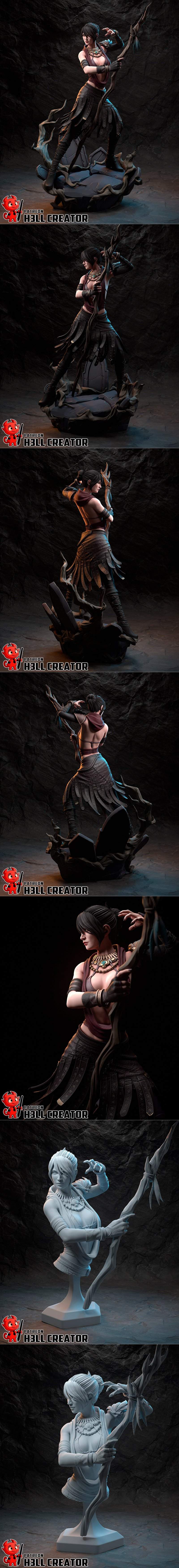 龙之崛起：莫里根 3D打印模型|h3LL creator – Morrigan – Dragon Age – 3D Print Model STL