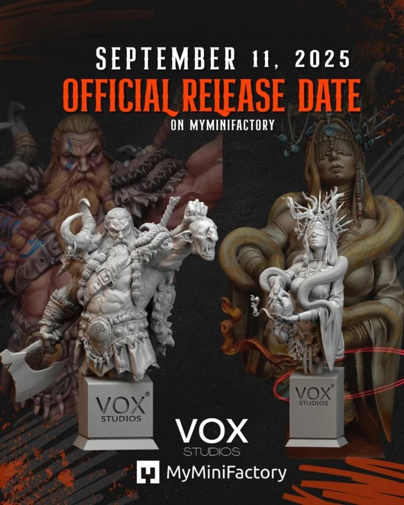 VOX Studios旗下《蛮族与女巫》3D打印模型|VOX Studios – Barbarian & Sorceress Bust – 3D Print Model STL
