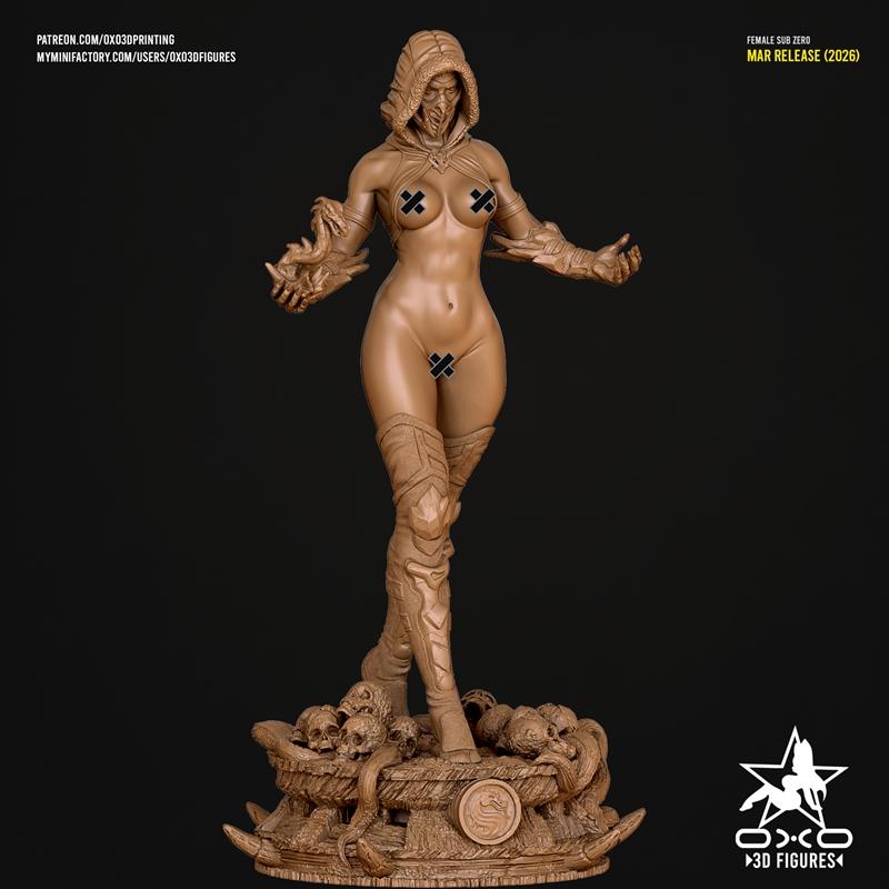 OXO3D女角色Sub Zero 3D打印模型|OXO3D Figures – Female Sub Zero NSFW Version – 3D Print Model STL