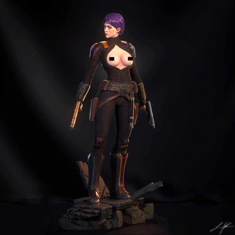 Abe3D - 卡拉OK少女 3D打印模型|Abe3D – Sabine Wren NSFW Version – 3D Print Model STL
