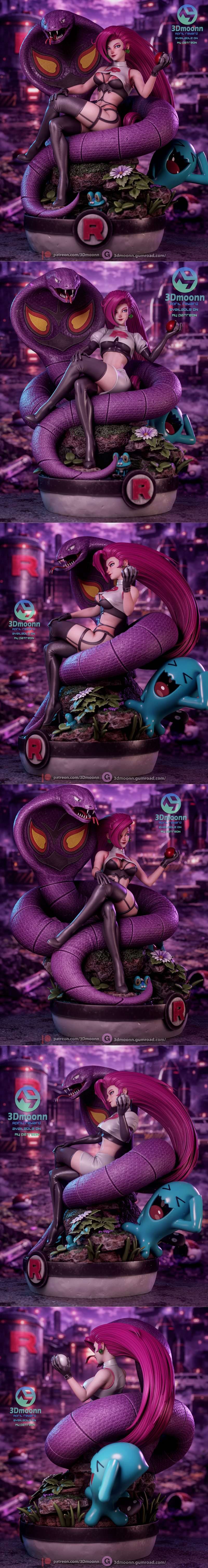 3D打印模型：宝可梦杰西卡角色模型|3Dmoonn – Pokemon – Jessie – 3D Print Model STL