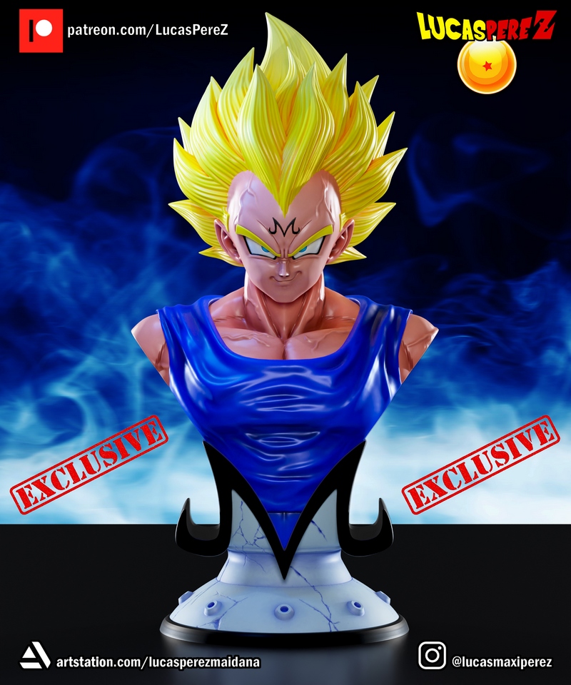 卢卡斯·佩雷斯 伏特加战士3D打印模型|Lucas Perez – Majin Vegeta Bust – 3D Print Model