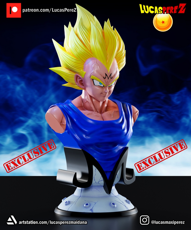卢卡斯·佩雷斯 伏特加战士3D打印模型|Lucas Perez – Majin Vegeta Bust – 3D Print Model