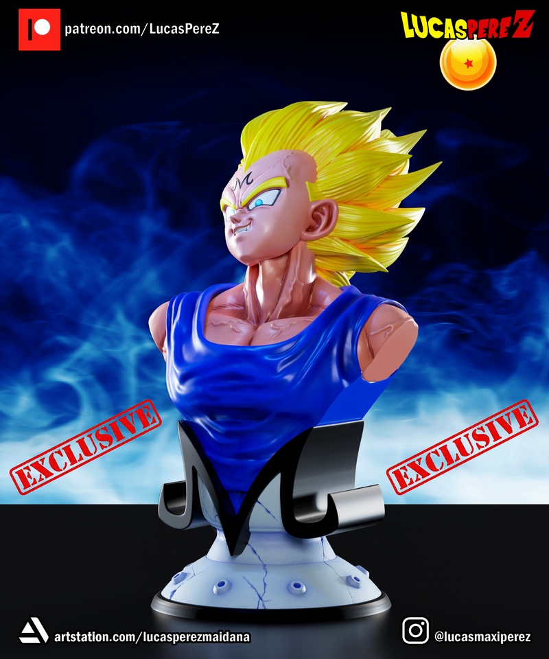 卢卡斯·佩雷斯 伏特加战士3D打印模型|Lucas Perez – Majin Vegeta Bust – 3D Print Model
