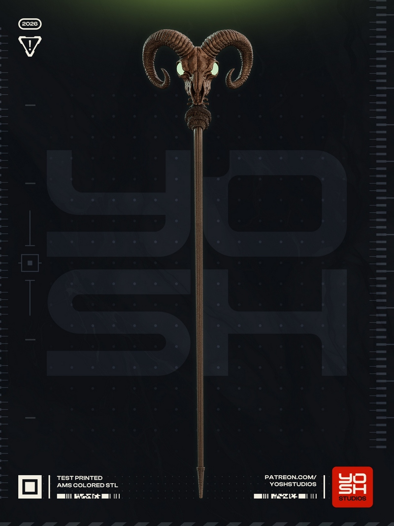 Yosh Studios - 《骷髅王》3D打印模型|Yosh Studios – Skeletor Staff – 3D Print Model