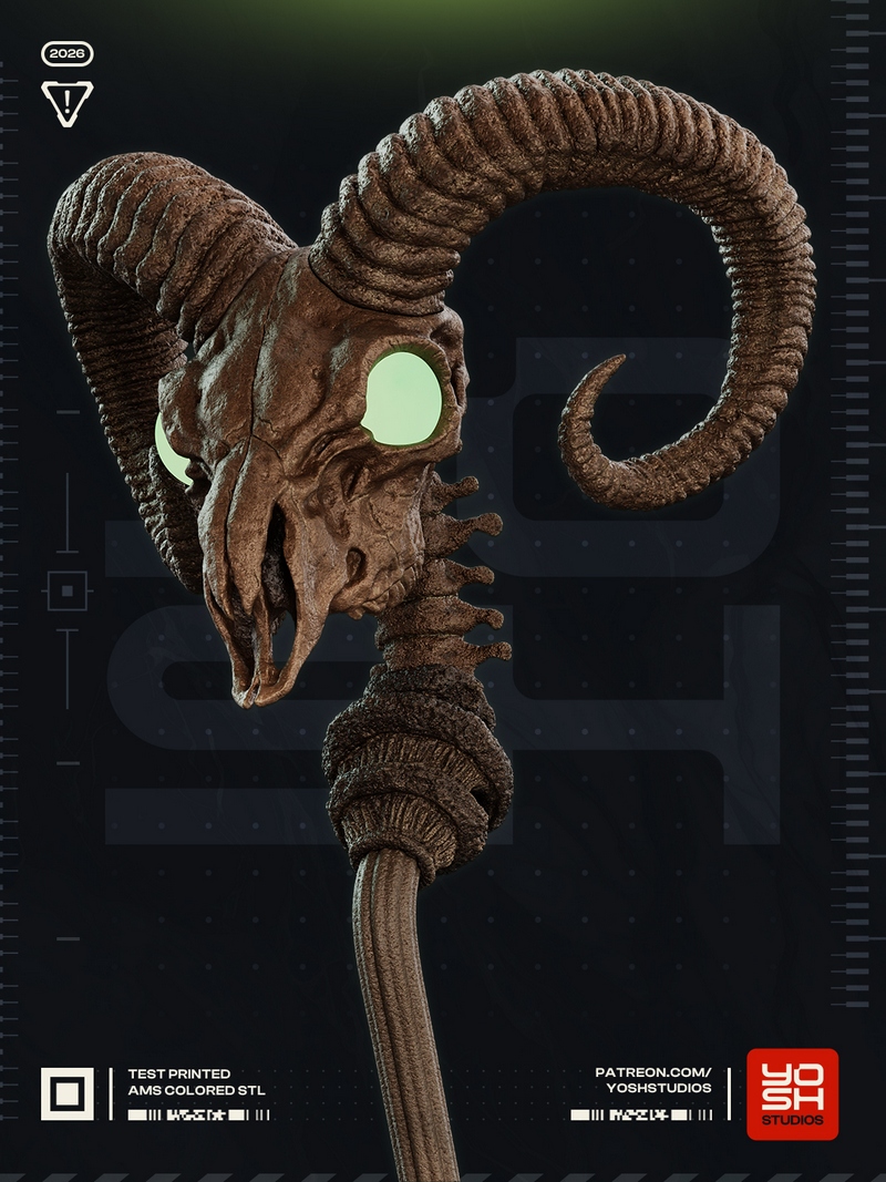 Yosh Studios - 《骷髅王》3D打印模型|Yosh Studios – Skeletor Staff – 3D Print Model