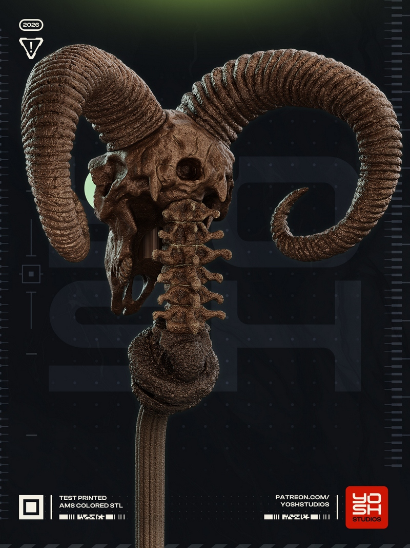 Yosh Studios - 《骷髅王》3D打印模型|Yosh Studios – Skeletor Staff – 3D Print Model