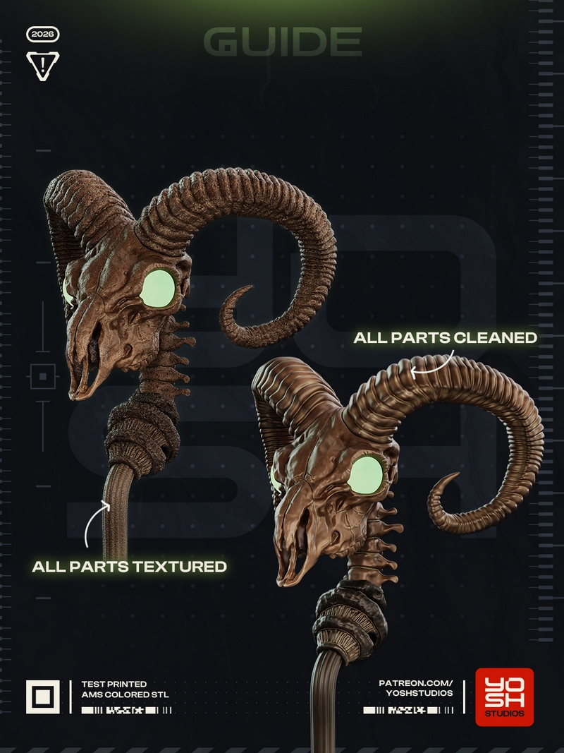 Yosh Studios - 《骷髅王》3D打印模型|Yosh Studios – Skeletor Staff – 3D Print Model