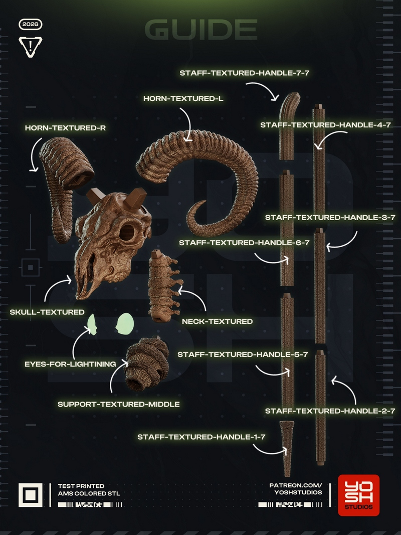 Yosh Studios - 《骷髅王》3D打印模型|Yosh Studios – Skeletor Staff – 3D Print Model