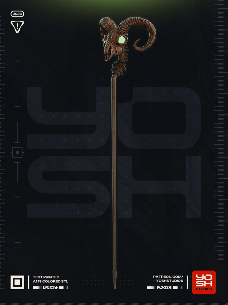 Yosh Studios - 《骷髅王》3D打印模型|Yosh Studios – Skeletor Staff – 3D Print Model