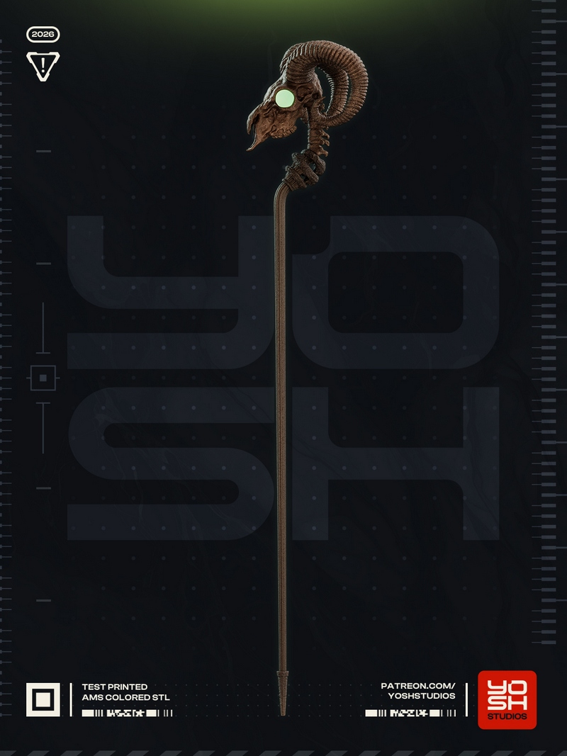 Yosh Studios - 《骷髅王》3D打印模型|Yosh Studios – Skeletor Staff – 3D Print Model