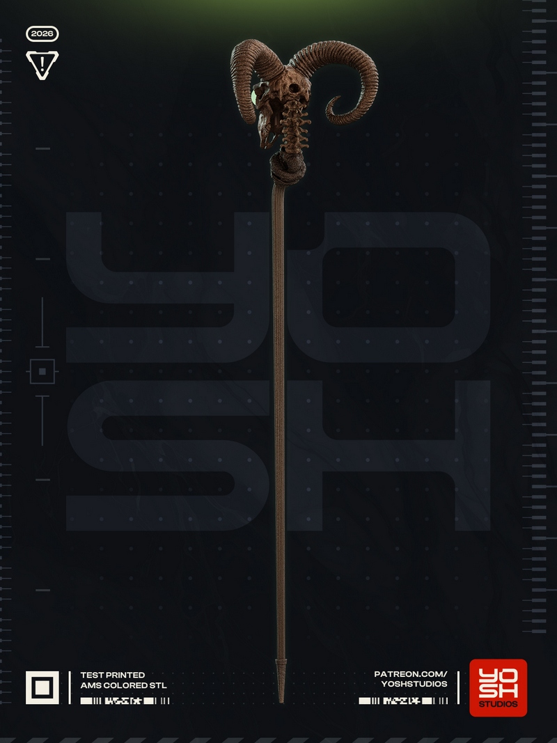 Yosh Studios - 《骷髅王》3D打印模型|Yosh Studios – Skeletor Staff – 3D Print Model