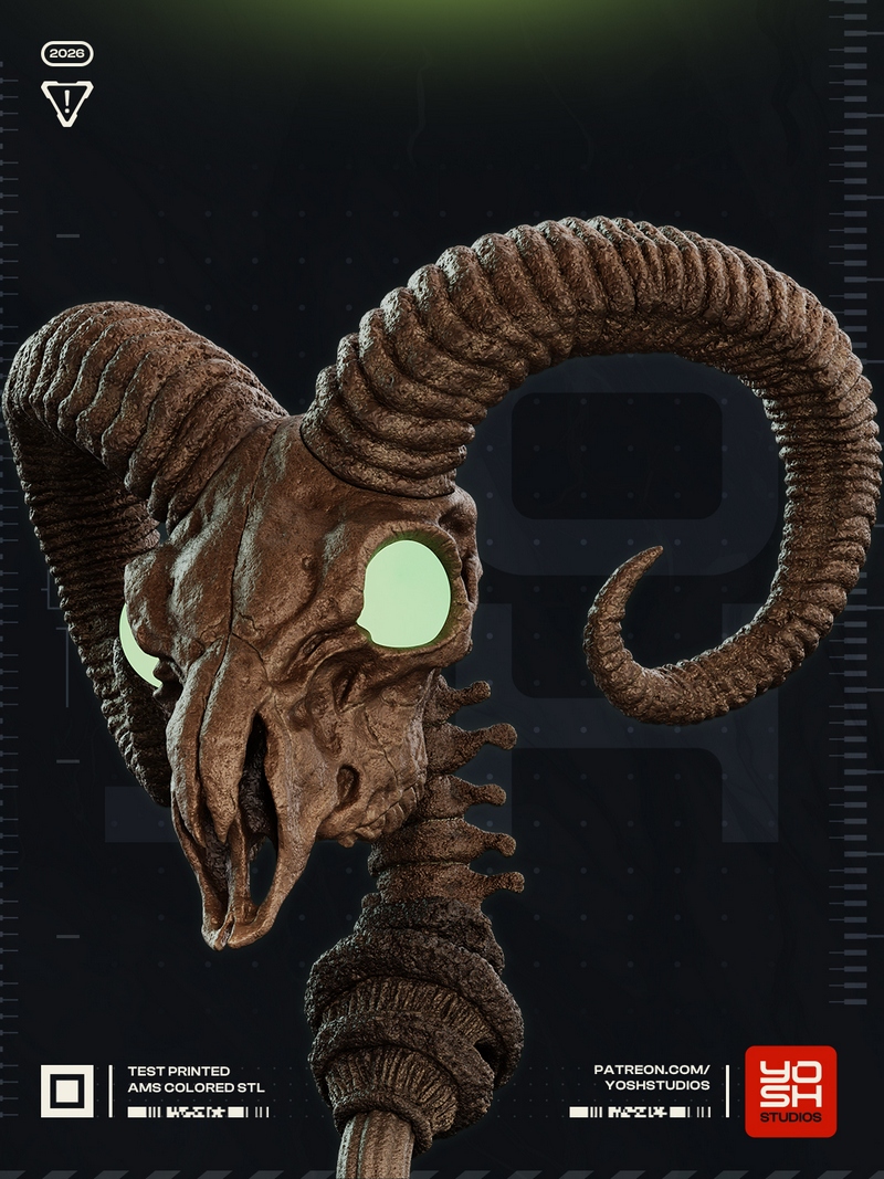 Yosh Studios - 《骷髅王》3D打印模型|Yosh Studios – Skeletor Staff – 3D Print Model