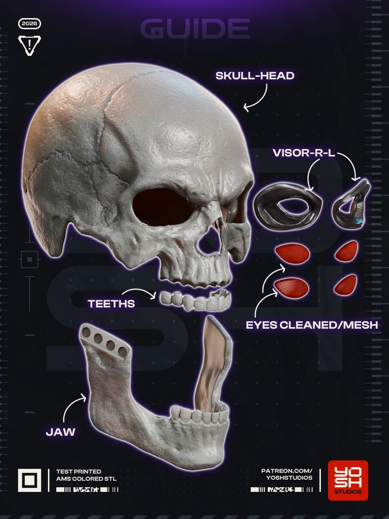 Yosh Studios - 骨头怪面具 - 3D打印模型|Yosh Studios – Skeletor Mask – 3D Print Model