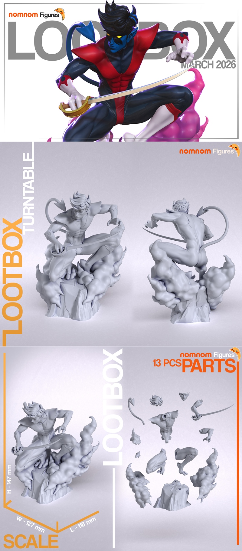 夜行者3D打印模型|Nomnom Figures – Nightcrawler – Xmen – 3D Print Model STL