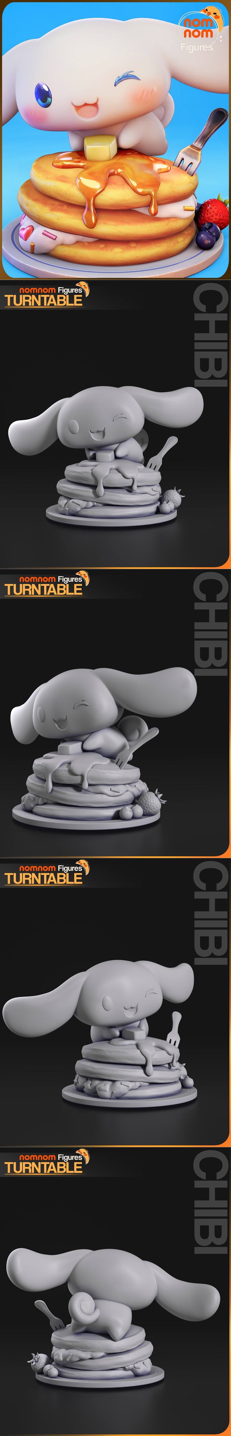 3D打印模型：Cinnamoroll与Hello Kitty萌系小熊人仔|Nomnom Figures – Chibi Cinnamoroll – Hello Kitty – 3D Print Model STL