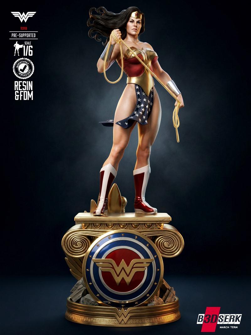B3DSERK – 奇幻王国降临：神奇女侠3D打印雕塑模型|B3DSERK – Wonder Woman Kingdom Come Sculpture – 3D Print Model STL