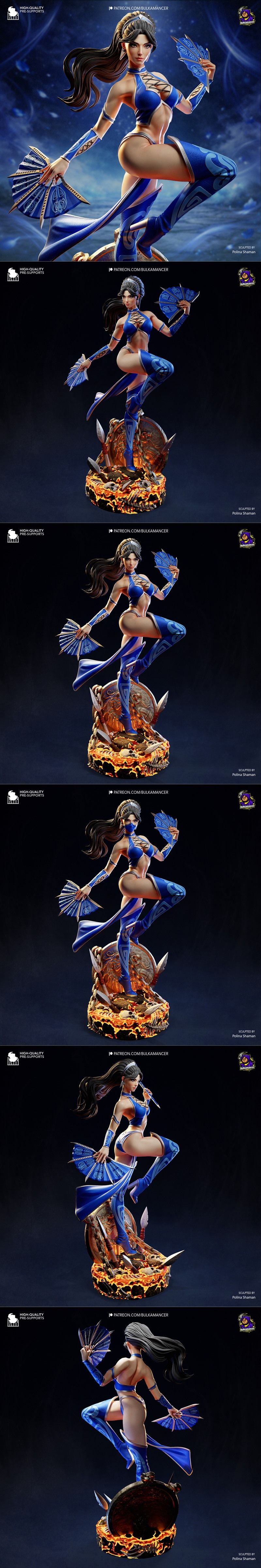 3D打印模型：《真人快打》凯塔娜角色雕塑|Bulkamancer Sculpts – Kitana (Mortal Kombat) – 3D Print Model STL