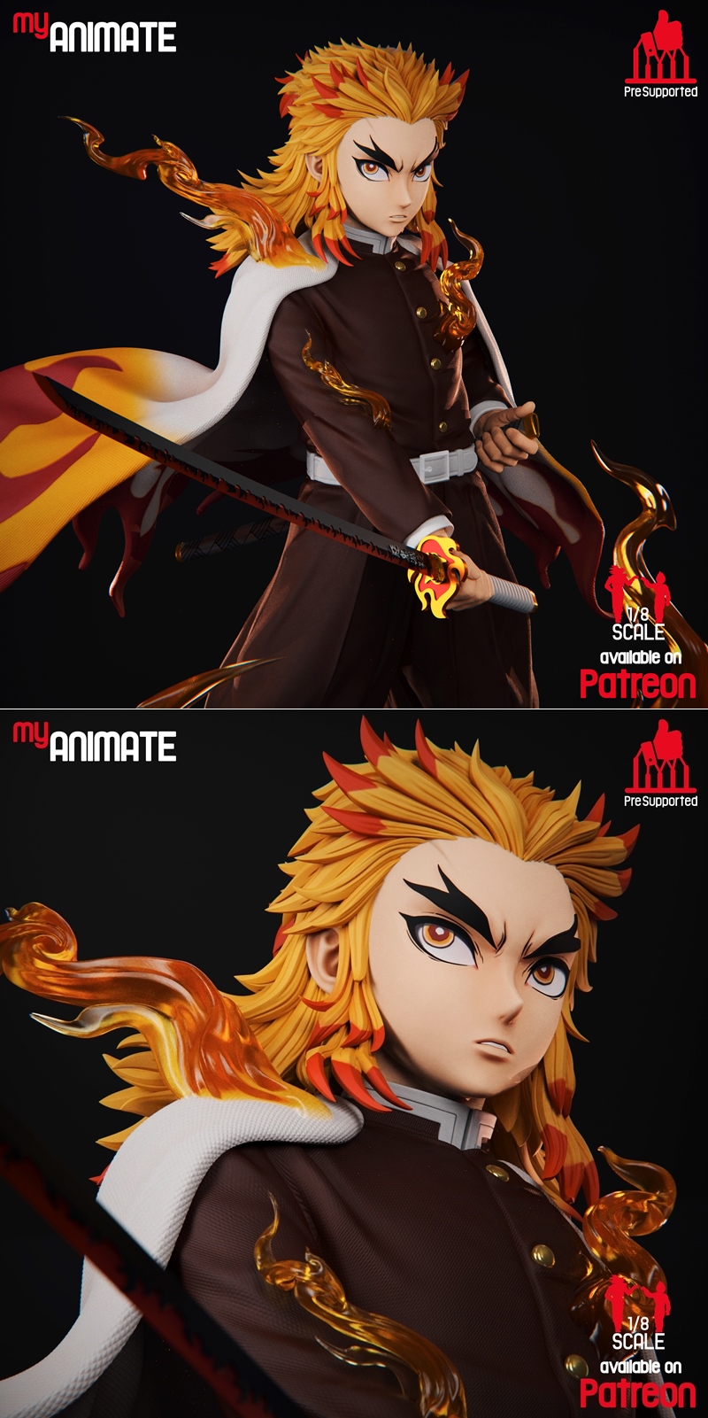 我的动画-鬼灭之刃-灶门炭治郎 3D打印模型|MyAnimate – Rengoku (DemonSlayer) – 3D Print Model STL