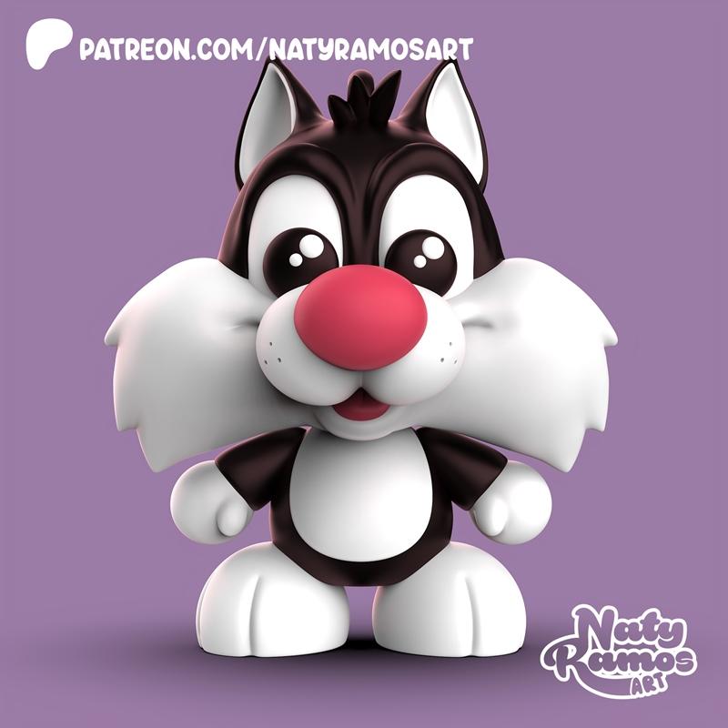 Naty Ramos 3D打印模型：Sylvester 可爱风格角色|Naty Ramos Art – Sylvester Kawaii – 3D Print Model STL