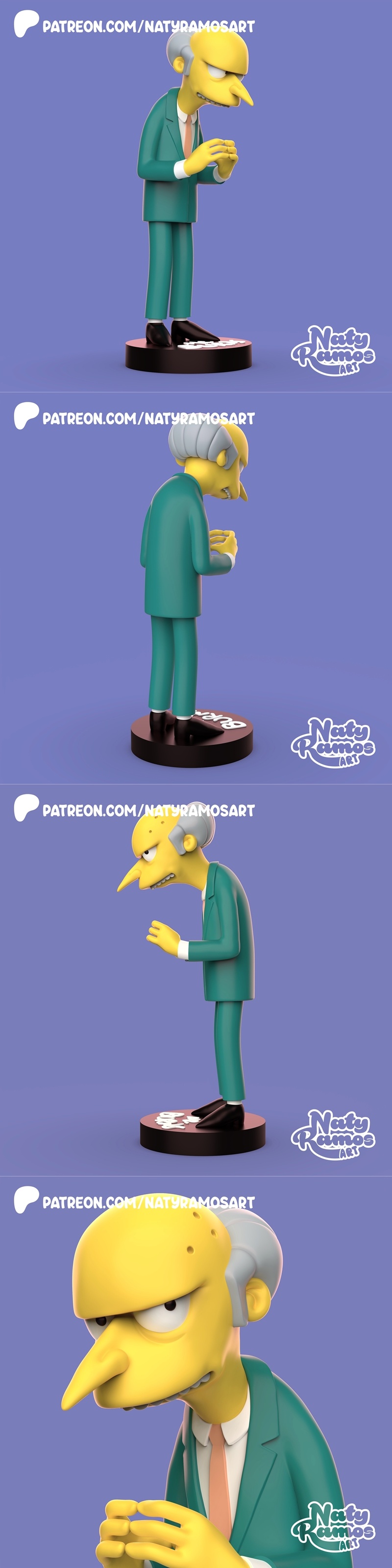 Naty Ramos 艺术作品：Mr. Burns 3D打印模型|Naty Ramos Art – Mr. Burns – 3D Print Model STL