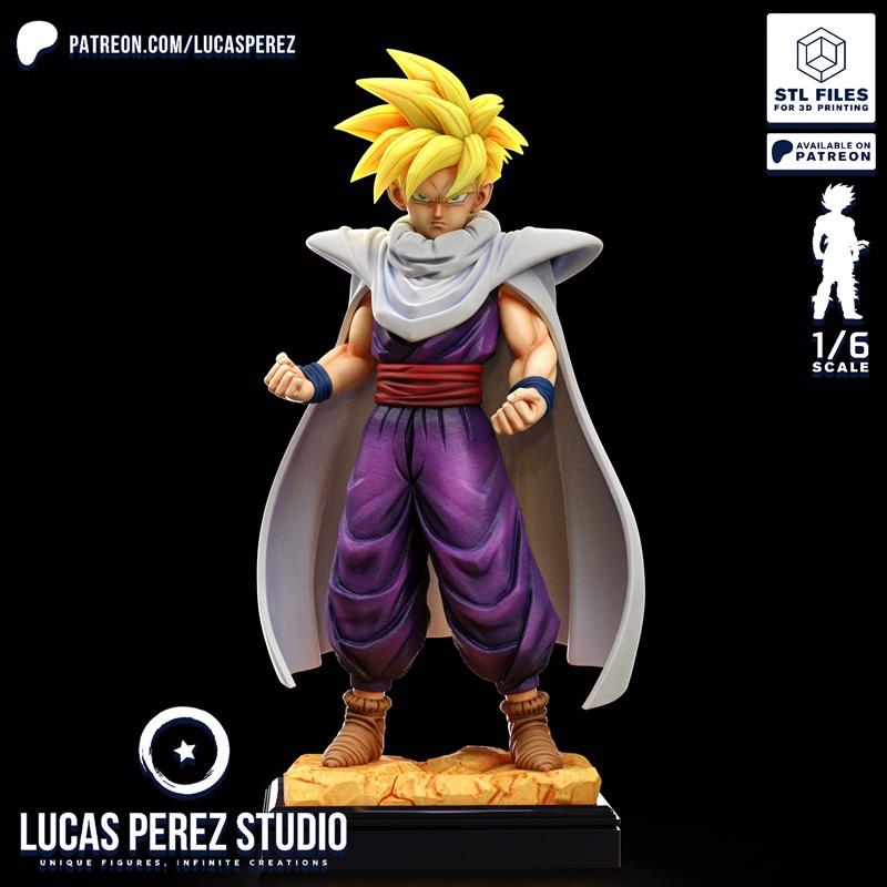 路易斯·佩雷斯创作的《龙珠》戈尔丹3D打印模型|Lucas Perez – Gohan in Cape – 3D Print Model STL