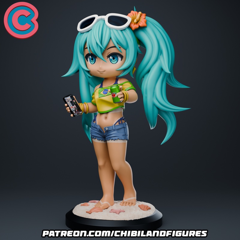 3D打印米库巴西限定萌系人物模型|Chibi Land Figures – Hatsune Miku Brazil – 3D Print Model