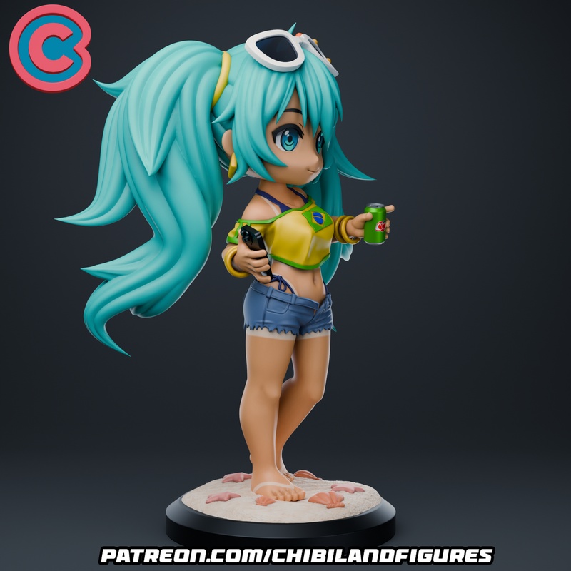 3D打印米库巴西限定萌系人物模型|Chibi Land Figures – Hatsune Miku Brazil – 3D Print Model