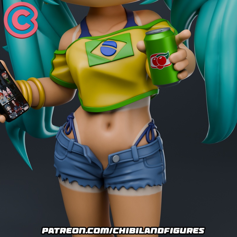 3D打印米库巴西限定萌系人物模型|Chibi Land Figures – Hatsune Miku Brazil – 3D Print Model