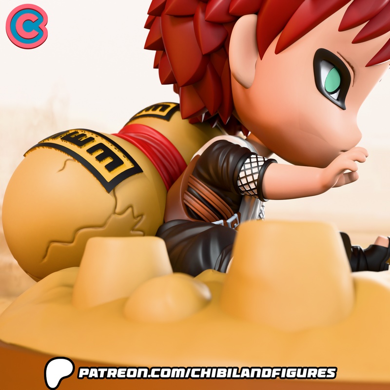 Naruto Gaara 3D打印手办模型|Chibi Land Figures – Naruto – Gaara – 3D Print Model