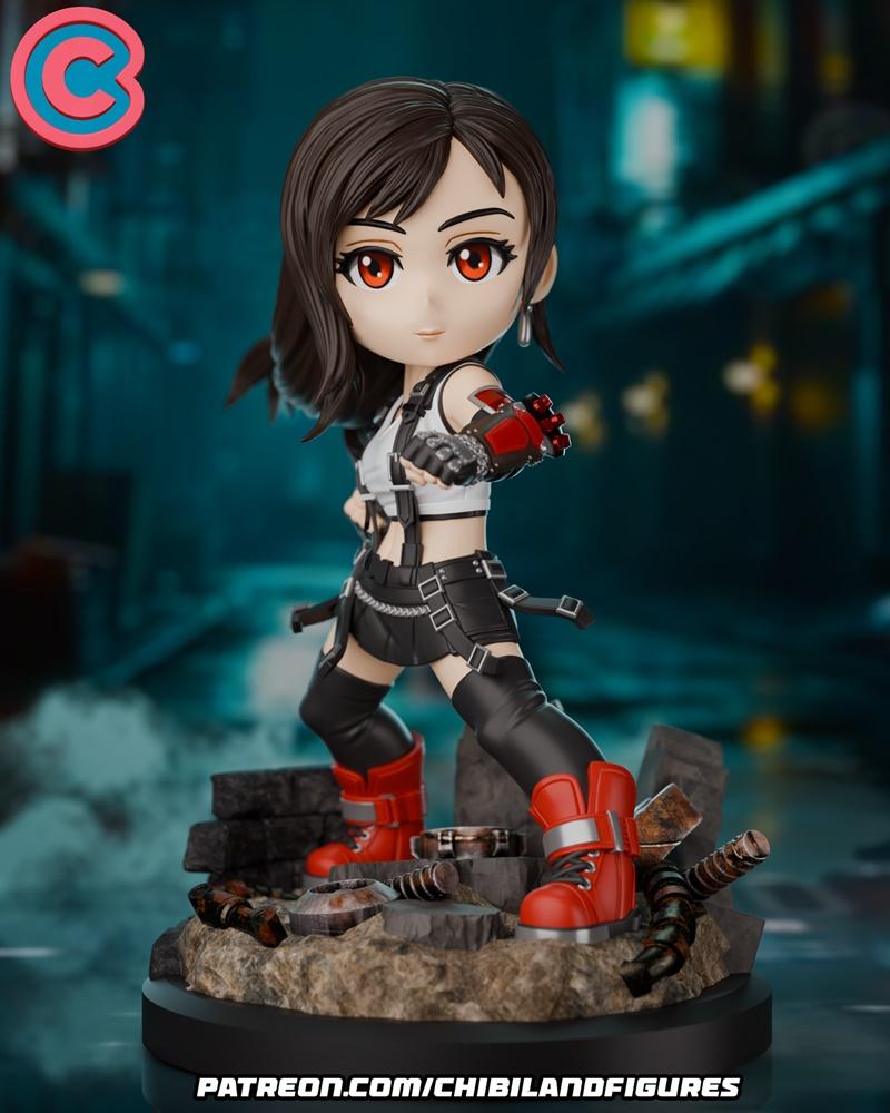 泰拉小人模型——蒂法3D打印雕塑|Chibi Land Figures – Tifa Chibi – 3D Print Model STL