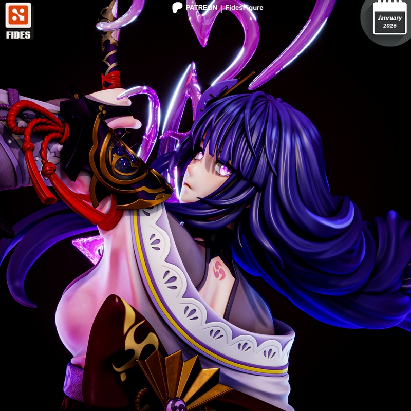 Fides Studio 3D打印模型：雷电将军——原神角色立体模型|Fides Studio – Raiden Ei – Genshin Impact – 3D Print Model