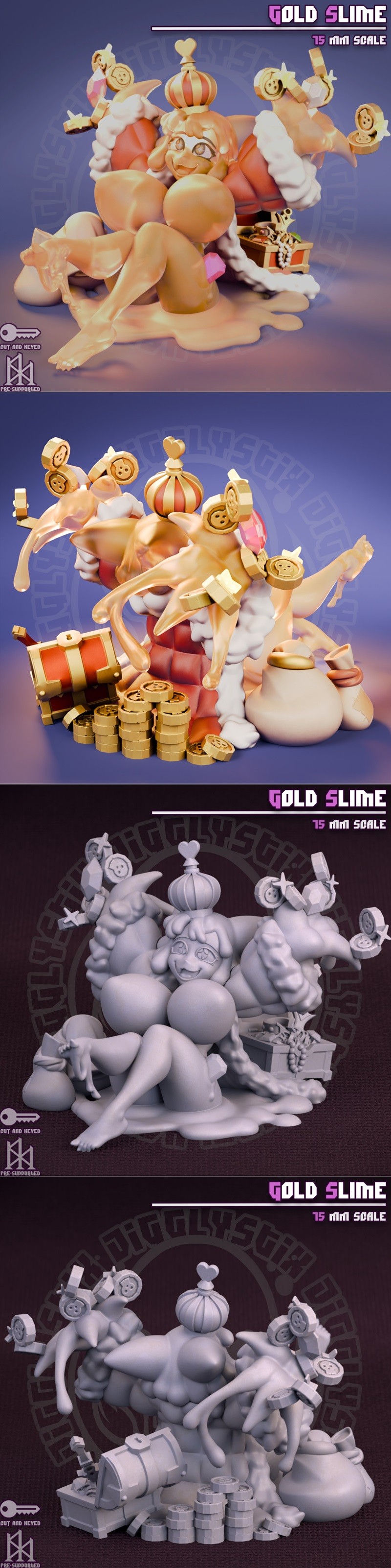 Jigglystix - 金胶泥 - 3D打印模型|Jigglystix – Gold Slime – 3D Print Model STL